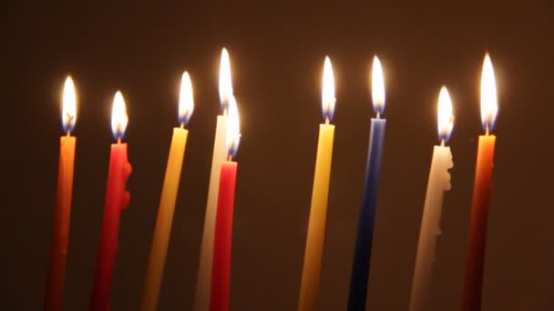 Brightly Lit Hanukkah Velas — Vídeo de Stock