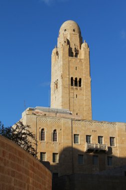 Jerusalem International YMCA center is considered a city landmark on December 19, 2012 in Jerusalem, Israel. It was designed by Arthur Lewis Harman and built in 1933. clipart