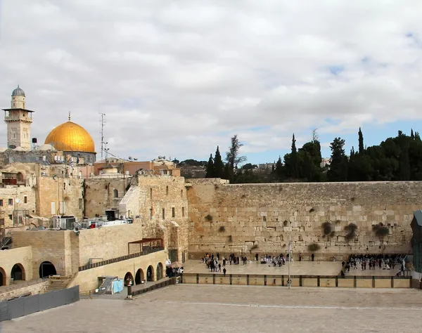 Muro occidental y cúpula de la roca — Foto de Stock