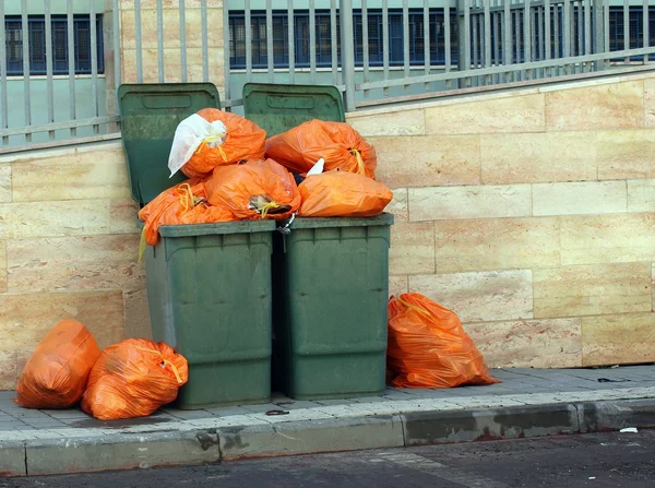 Green garbage cans