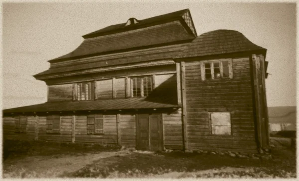 Retro foto van oude houten synagoge in grodno, Wit-Rusland, 18e eeuw n.c. — Stockfoto