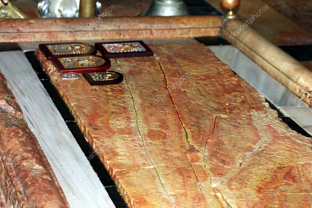 Stone of Anointing at the Church of the Holy Sepulcher — Stock Photo