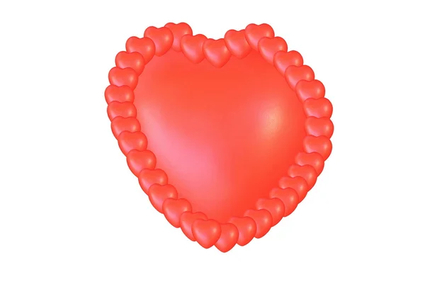 Corazón rojo y marco de corazones pequeños — Foto de Stock