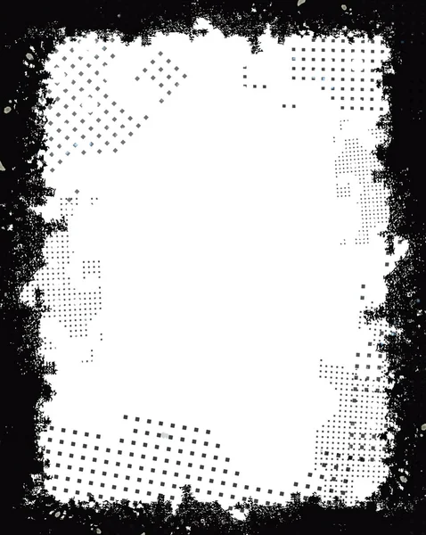 Cadre de bordure grunge noir sur fond blanc — Photo