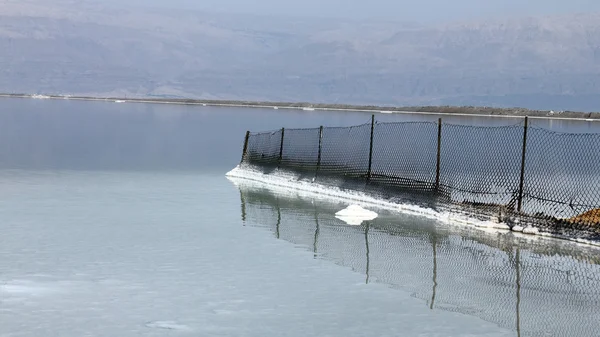 Dead sea. Metal mesh fence — Stock Photo, Image