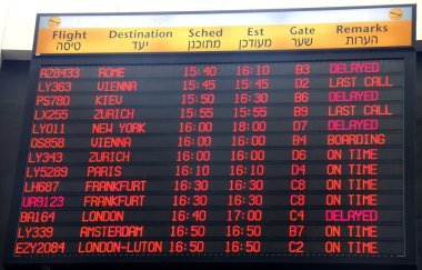uçuşlar kalkış bilgileri takvim ben gurion Uluslararası Havaalanı