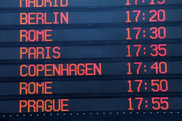Flights departure information timetable — Stock Photo, Image