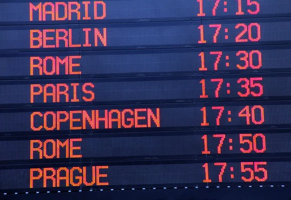 Flights departure information timetable — Stock Photo, Image