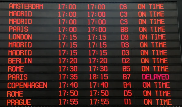 Flights departure information timetable — Stock Photo, Image