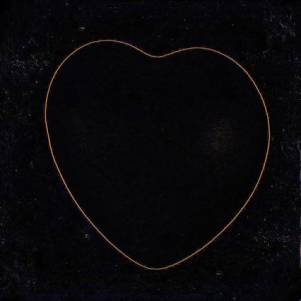 Insan kalbinin grunge siyah arka planda turuncu siluet — Stok fotoğraf