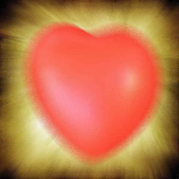 Красное сердце на гранжевом оранжевом фоне — стоковое фото