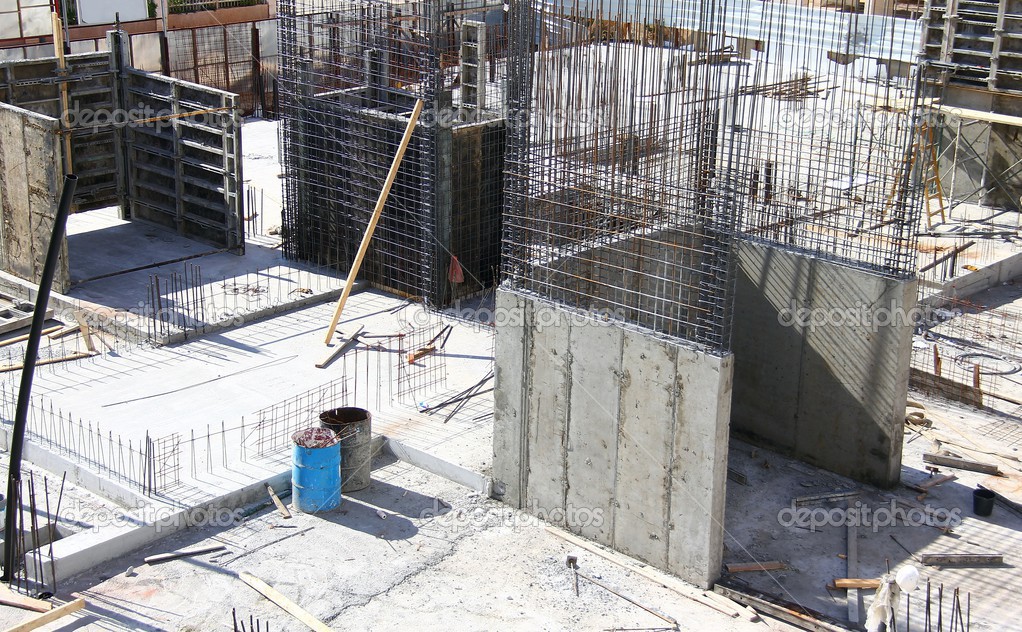 Concrete work on the construction site