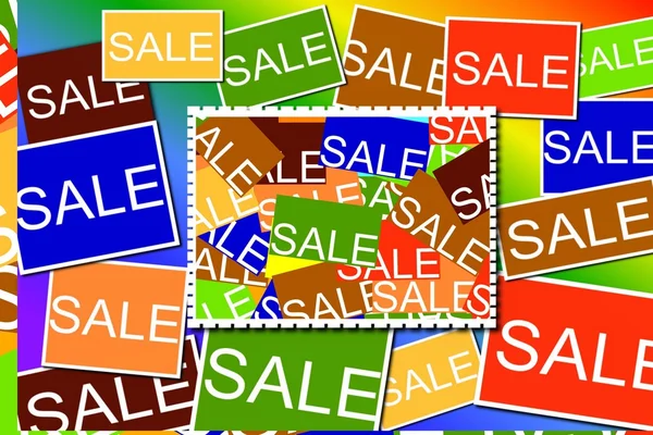 Mehrfarbige Verkaufsschilder Hintergrund — Stockfoto