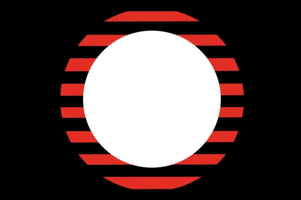 Red circle on a black background behind a black grille — Stock Photo, Image