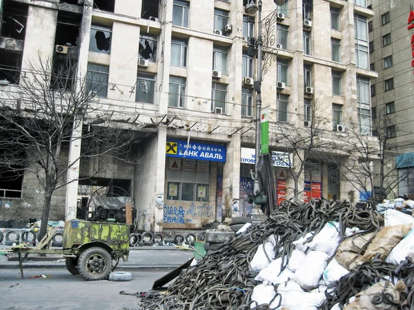 Casa dos Sindicatos em Maidan após a revolução. Kiev. Ucrânia — Fotografia de Stock