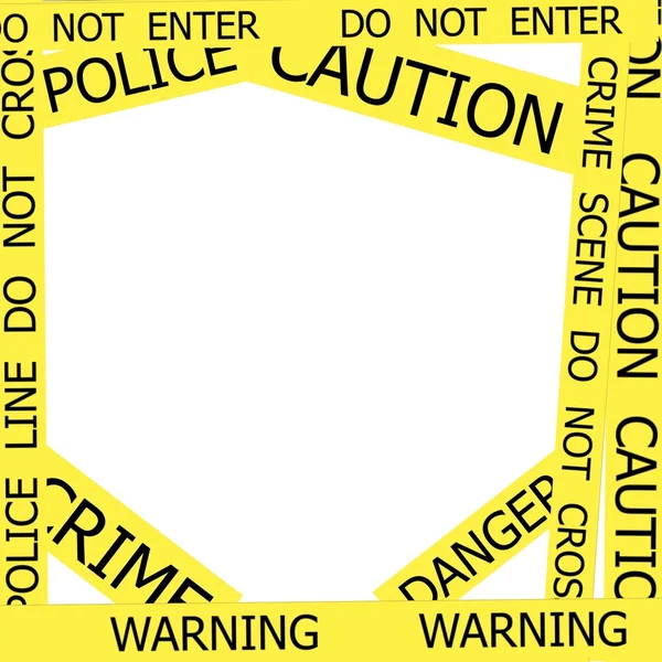 경고, 주의 범죄, 경찰 백색 배경에 표시 프레임 — 스톡 사진