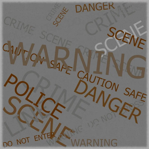 Warning, Caution, Crime, Police  signs on grunge background with old photo texture — Stock Photo, Image