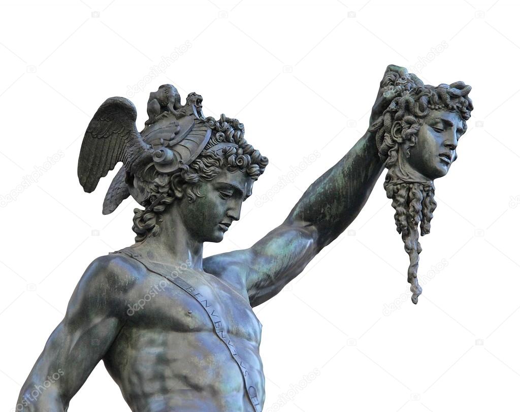  bronze statue of Perseus holding the head of Medusa,Florence, Italy