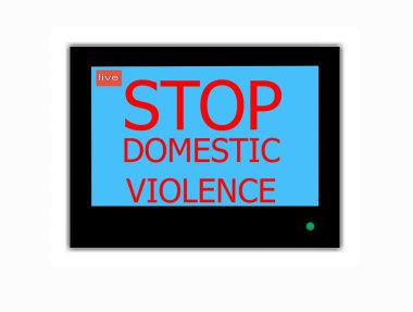 televizyon ekranında slogan stop aile içi şiddet