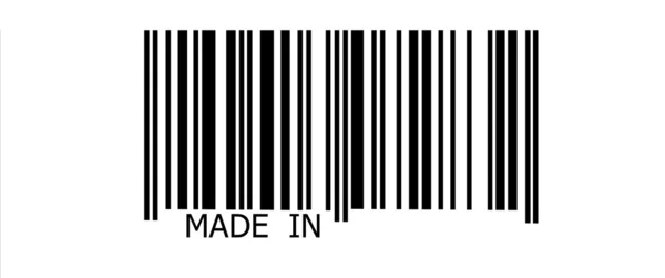 Made in... auf Barcode — Stockfoto