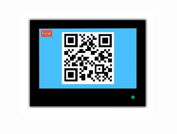 QR kód na televizní obrazovce — Stock fotografie