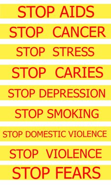 beyaz zemin üzerine sarı şerit üzerinde yazılı gerçek sloganlar ayarla