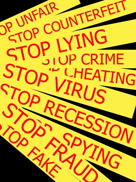 Set actual slogans written on yellow ribbon on a white background — Stock Photo, Image
