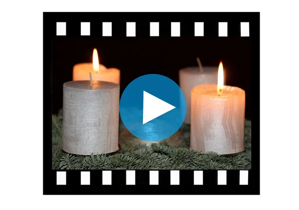 Filmový pás s hořící svíčky — Stock fotografie