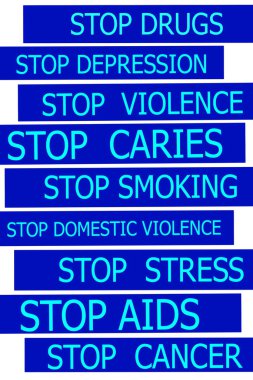  mavi şeritler üzerinde yazılı gerçek sloganlar ayarla