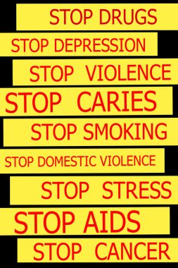  küme sarı bantlar yazılmış gerçek sloganlar