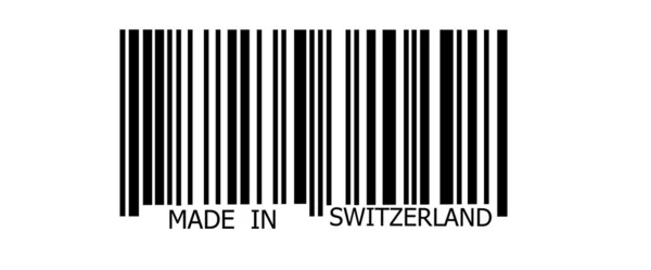 Fabricado en Suiza con código de barras — Foto de Stock