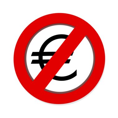 İçki yasağı euro beyaz arka plan üzerinde oturum