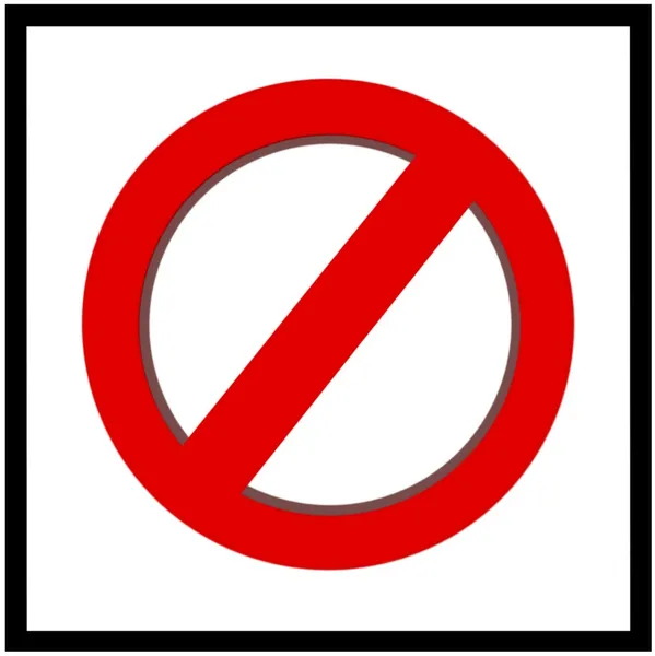 Non rosso segnale di avvertimento isolato su sfondo bianco — Foto Stock