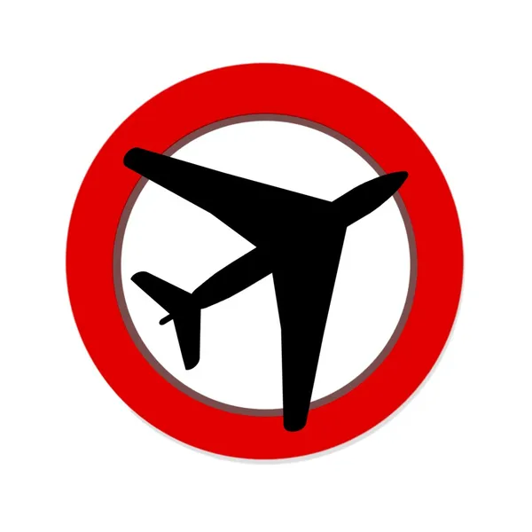 Prohibición roja NO FLYING signo sobre fondo blanco —  Fotos de Stock