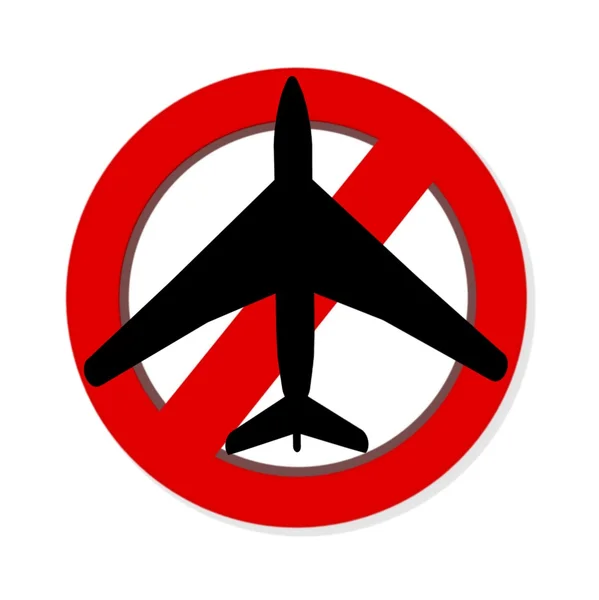 Prohibición roja NO FLYING signo sobre fondo blanco — Foto de Stock