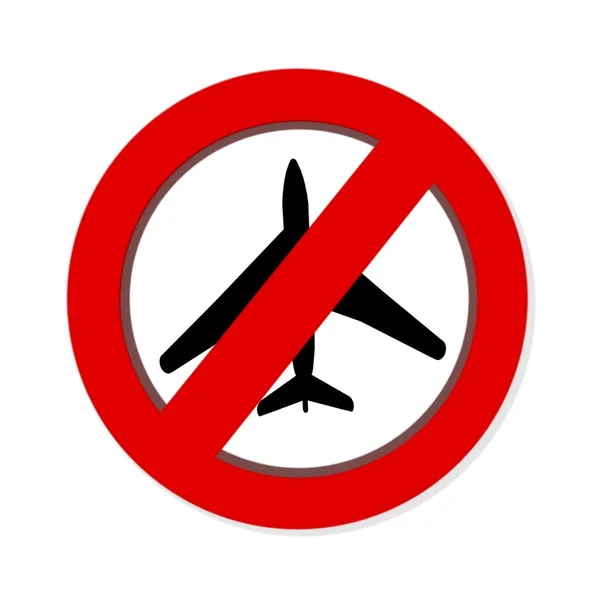 Divieto rosso NO FLYING segno su sfondo bianco — Foto Stock