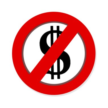 Beyaz arka plan üzerinde yasağı dolar işareti