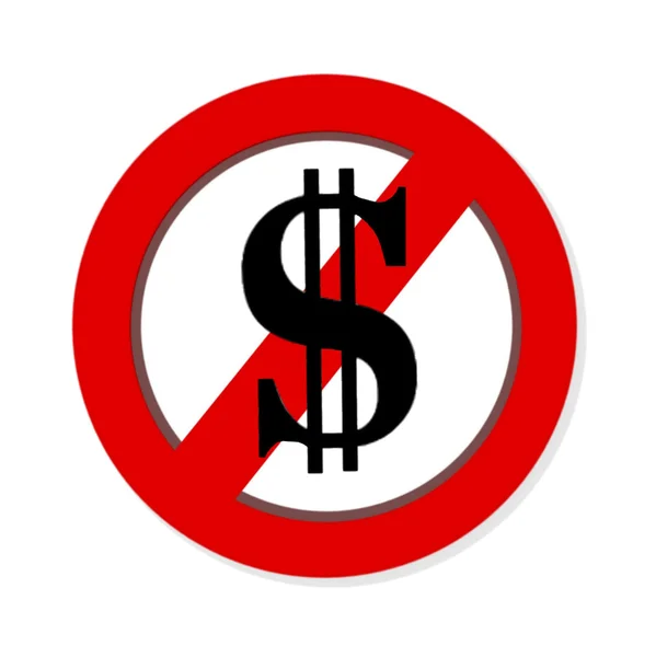 Proibição de sinal de dólar no fundo branco — Fotografia de Stock