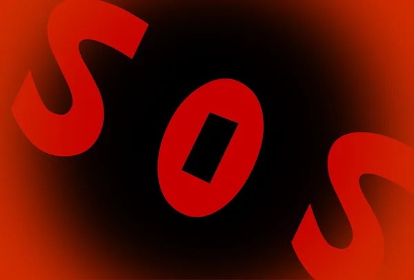 SOS slovo na bílém pozadí — Stock fotografie