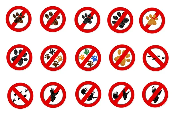 Signes de symbole de patte d'interdiction — Photo