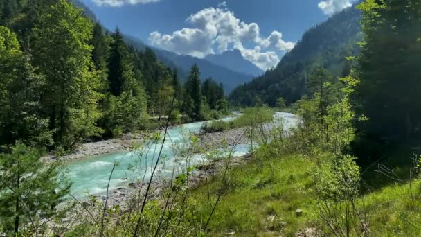 Rzeka Rissbach Ribach Alpach Tyrol Austria — Wideo stockowe