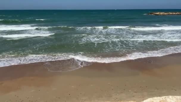Приплив Східний Берег Середземного Моря Заходу Сонця — стокове відео