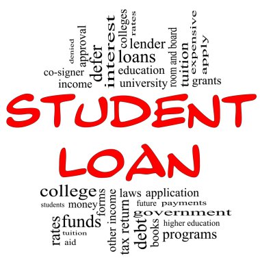 Student Loan Word Cloud Concept in red & black clipart