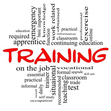 Training Word Cloud Concept in red & black clipart