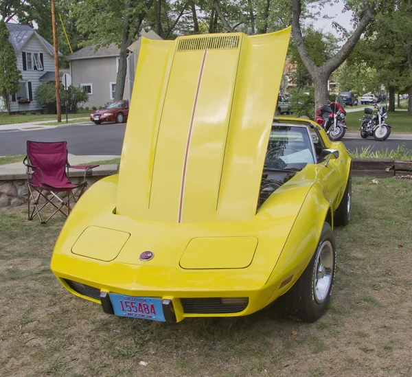 1975 corvette stingray sarı Önden Görünüm — Stok fotoğraf