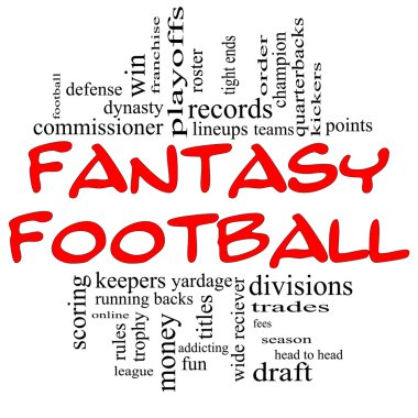 Fantasy Football Word Cloud Concept in Red & Black clipart