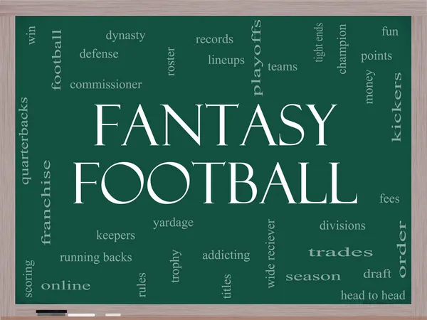 Fantasy Football Word Cloud Concetto su una lavagna — Foto Stock