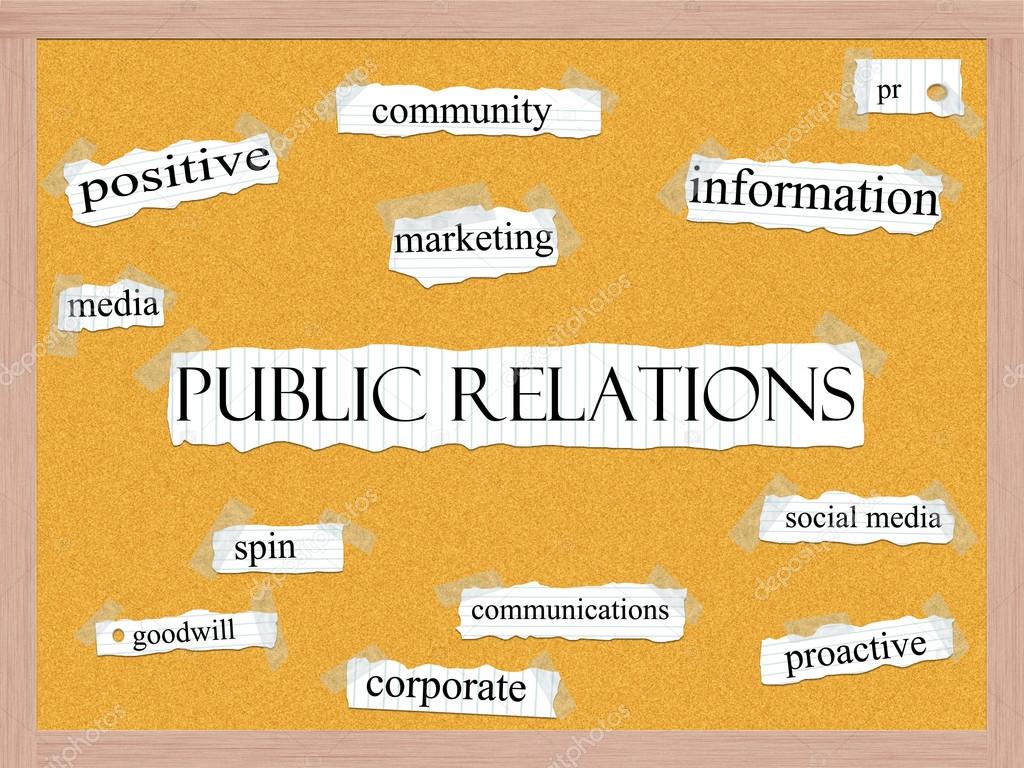 Public Relations Corkboard Word Concept