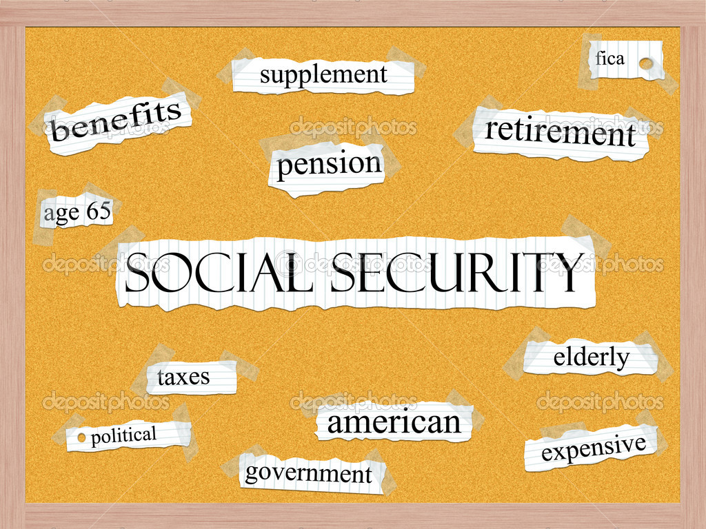 Social Security Corkboard Word Concept