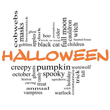 Turuncu ve siyah Cadılar Bayramı Word Cloud kavramında